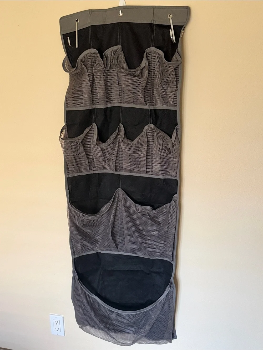Over-the-Door Hanging Organizer - Gray Mesh Pocket Storage
